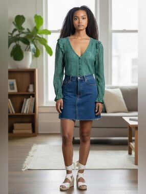 Elegant Teal Crochet Blouse